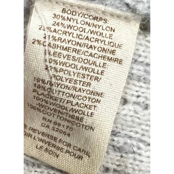 Free People Gray Cardigan Sweater Crochet Stripe Crossover Button Up Women’s L - Picture 11 of 11